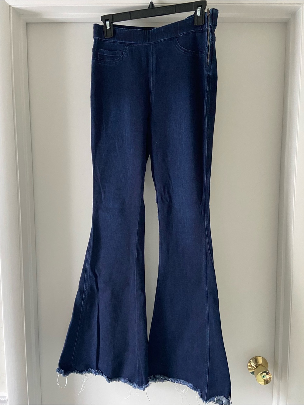 Flying Monkey Navy Flare Jeans with Raw Hem